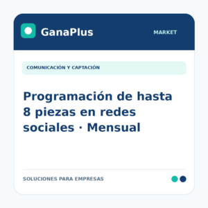 Programación de hasta 8 piezas en redes sociales · Mensual